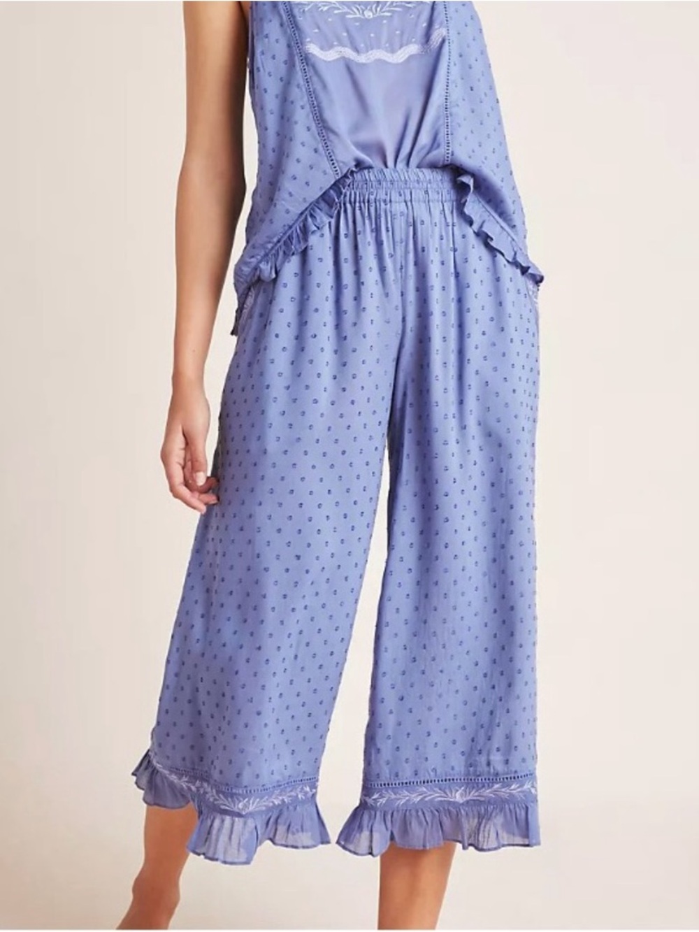 Anthropologie Wynonna Ruffled Wide-Leg Sleep Pants - Picture 2 of 9